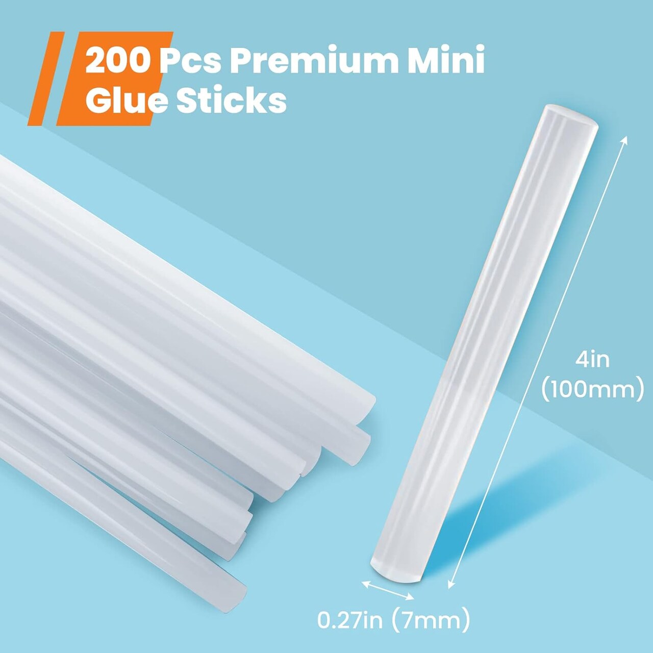 Mini Glue Gun Sticks, 200 Pcs Clear Mini Glue Sticks, 0.27" Diameter and 4" Long Hot Melt Glue Sticks - Compatible with Most Mini Glue Guns